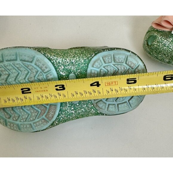 Crocs Girls Blue Green Glitter Size 5 Isabella Hook Loop Sling Back Bow Sandals - Picture 10 of 12